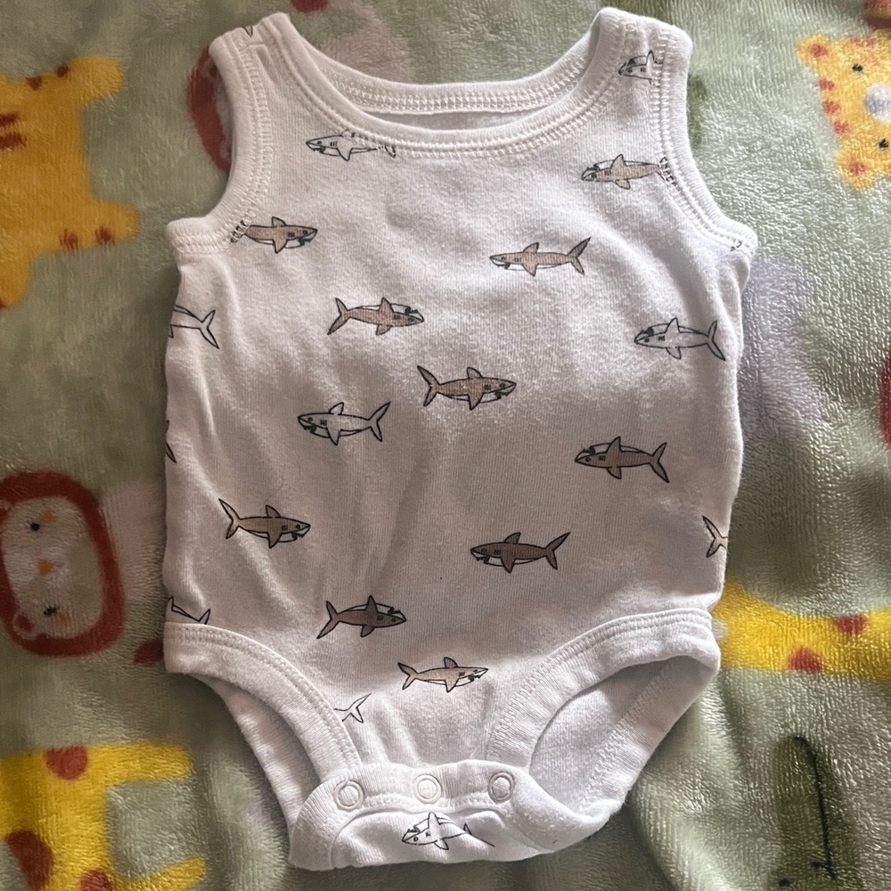 Carter's White Onesie with Shark Design